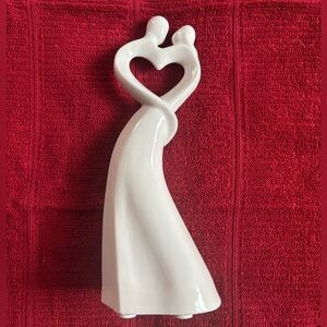 Abstract silhouette white ceramic wedding couple figurine anniversary love